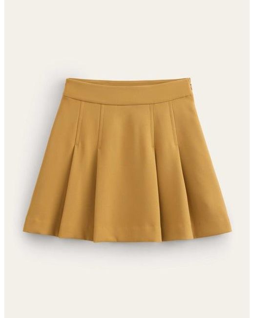 Boden Natural Pleated Crepe Mini Skirt