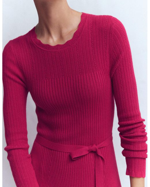 Boden Red Isobel Knitted Midi Dress
