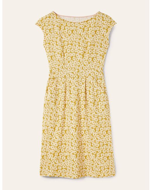 Boden Yellow Florrie Jersey Dress Olive Oil