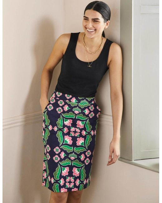 Navy textured pencil clearance skirt