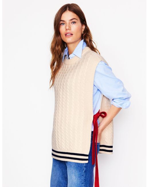 Boden Pink Cable Knit Wool Tabard