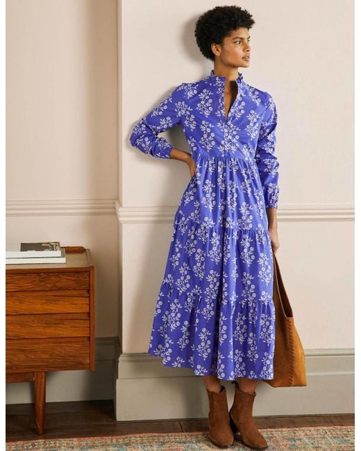 knee length dresses for ladies Tala Tiered Jersey Maxi Dress-Blood Orange, Botanical Charm