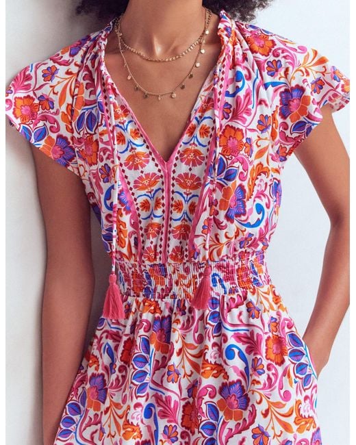 Boden Pink Tala Tiered Jersey Maxi Dress