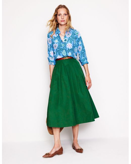 Boden Green Isabella Taffeta Midi Skirtpine