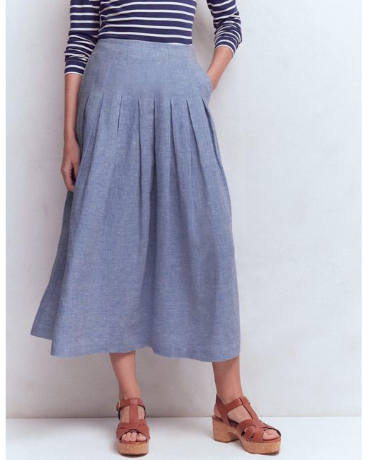 Boden Blue Valentina Linen Skirt