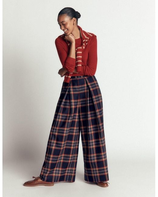 Boden White Wool Blend Pleated Culottes