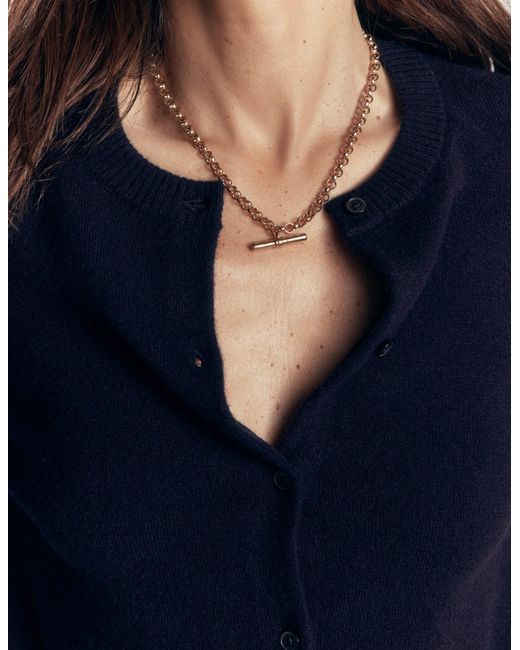 Boden Blue Elsie Cashmere Crew Cardigan