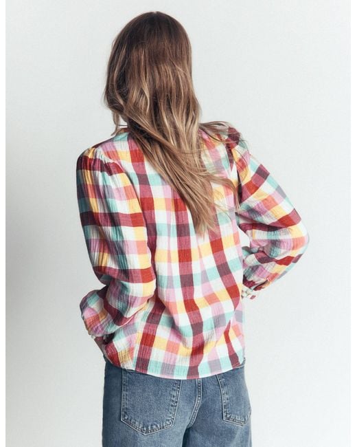 Boden Red Camille Double Cloth Top