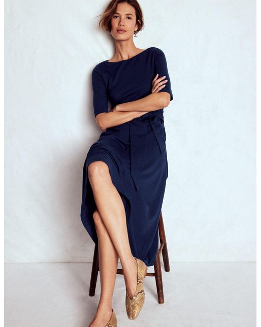 Boden Blue Mathilde Tie Waist Ponte Dress