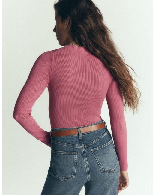 Boden Pink Rhianne Cotton Rib Cardigan