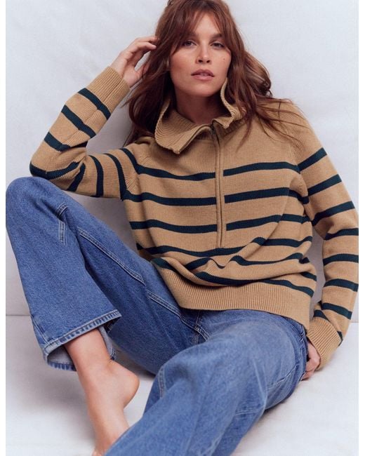 Boden Blue Lucy Half-Zip Jumper