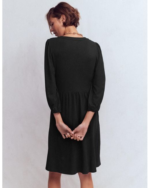 Boden Black Cathy Notch Neck Jersey Dress