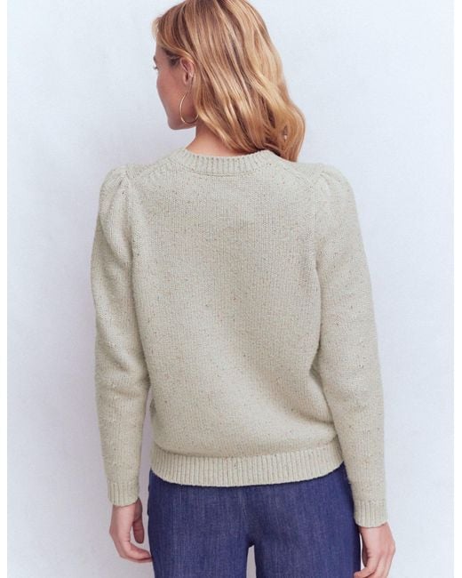 Boden Blue Davina Puff Sleeve Jumper-Ivory, Nep