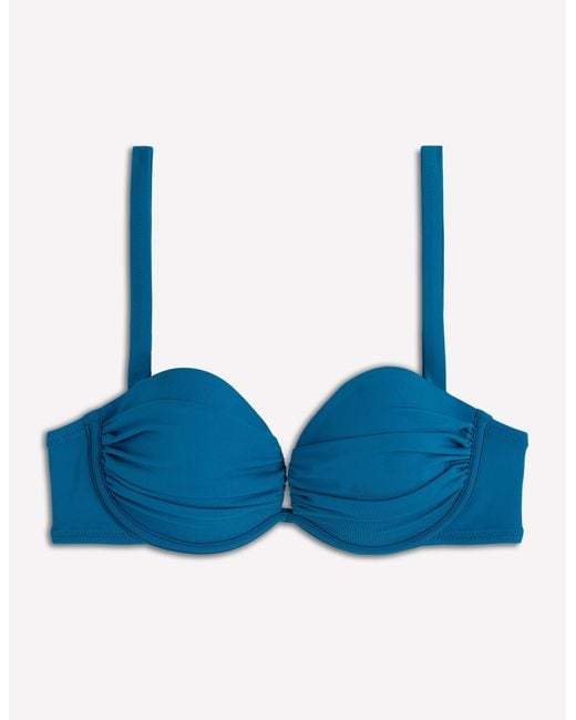 Boden White Pleated Cup Bikini Top