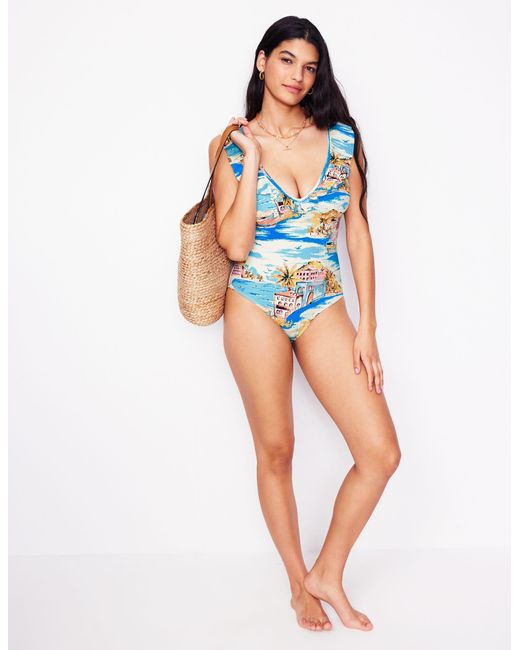 Boden Red Evia Ruffle Swimsuit