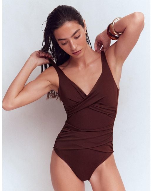 Boden Red Cannes Cross Wrap Swimsuit