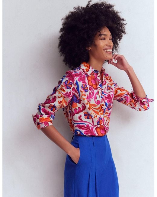 Boden Blue Sienna Linen Shirt-Multi, Paradise Bay