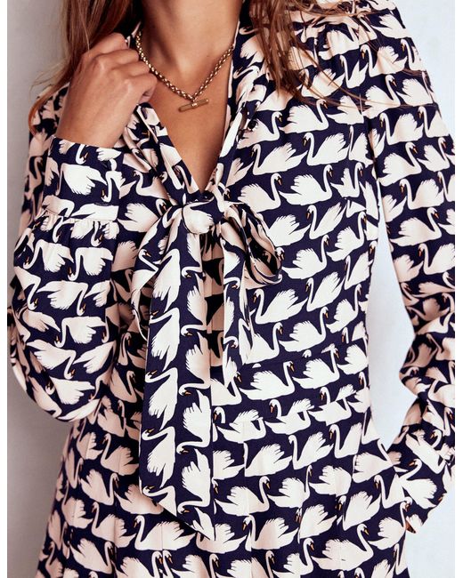 Boden Blue Tie Neck Short Dress
