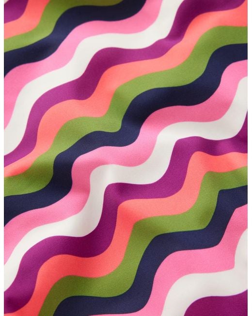 Boden Red Arles Swimsuit-Multi, Wavy Stripe