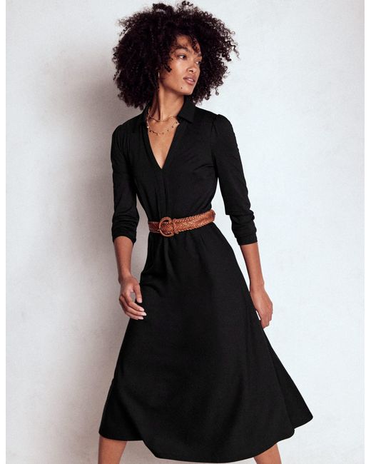 Boden Black Imogen Collared Jersey Dress