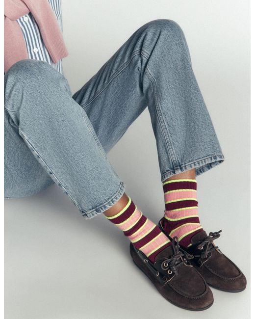 Boden Blue Neon Pop Stripe Socks 3-Pack