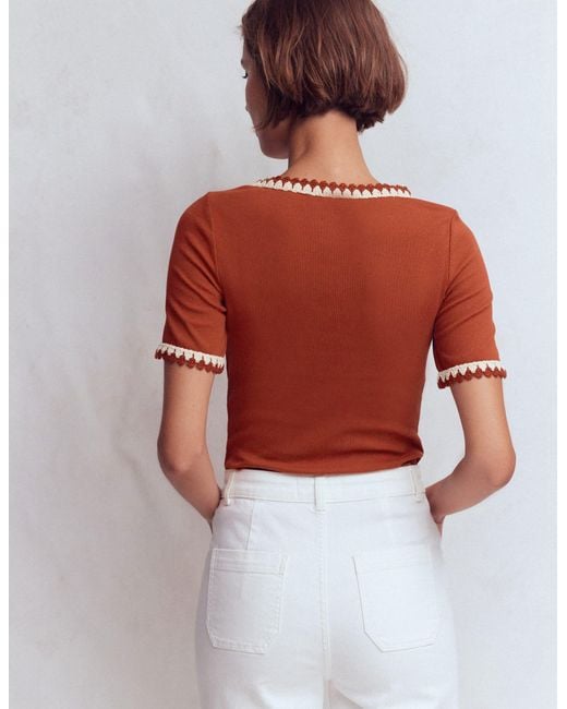 Boden Red Maddie Trim Detail T-Shirt