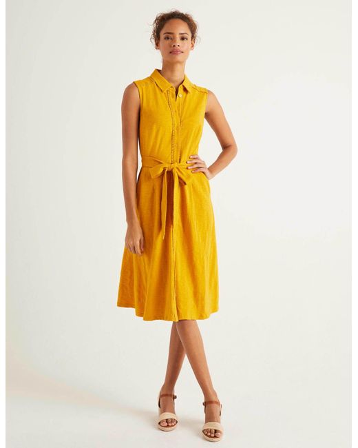 Boden Cotton Rhoda Trim Jersey Shirt Dress Tuscan Sun in Yellow Lyst