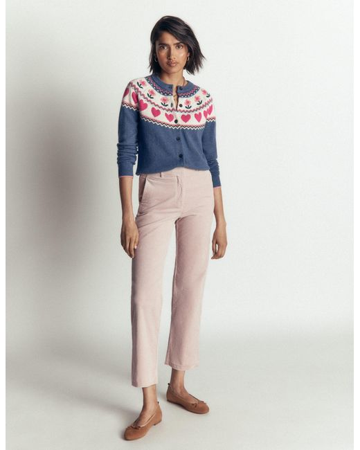 Boden Blue Edie Fair Isle Cardigan