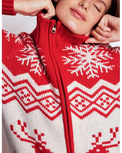 Boden Multicolor Zip Up Jacquard Cardigan