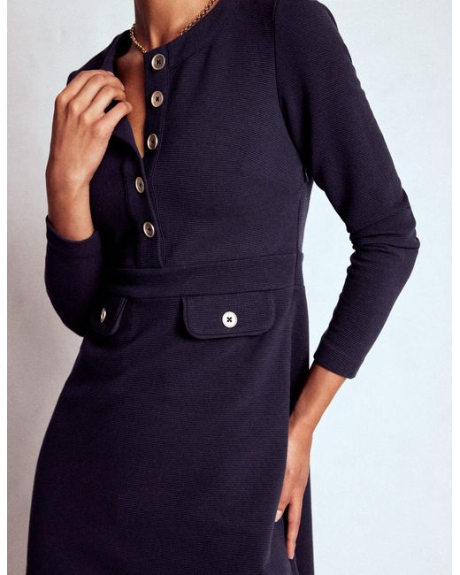Boden Blue Lavinia Button Shift Dress