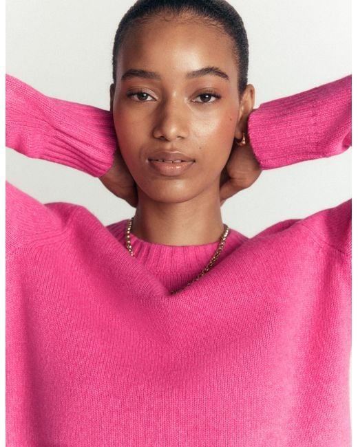 Boden Pink Marta Merino Wool Crew Sweater