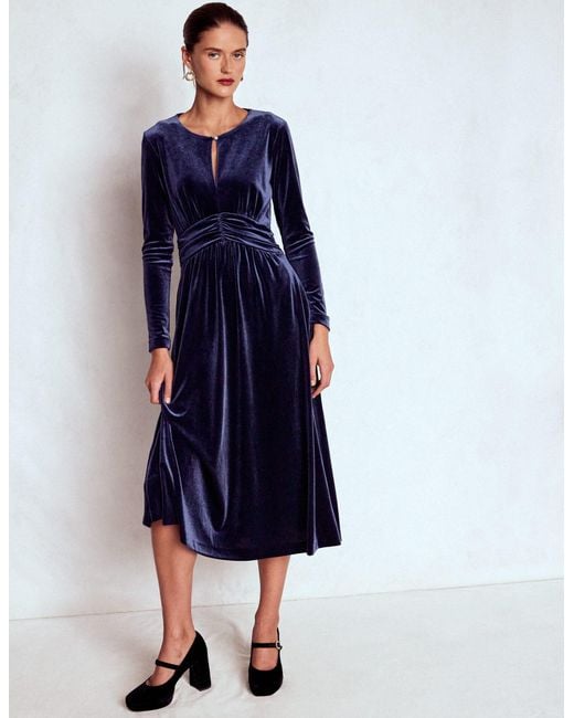 Boden Blue Tilda Velvet Midi Dress