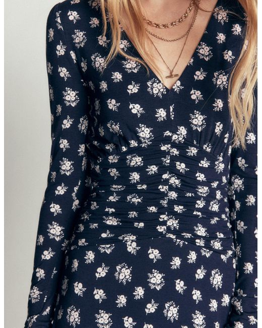 Boden Blue Mya Ruched Jersey Midi Dress