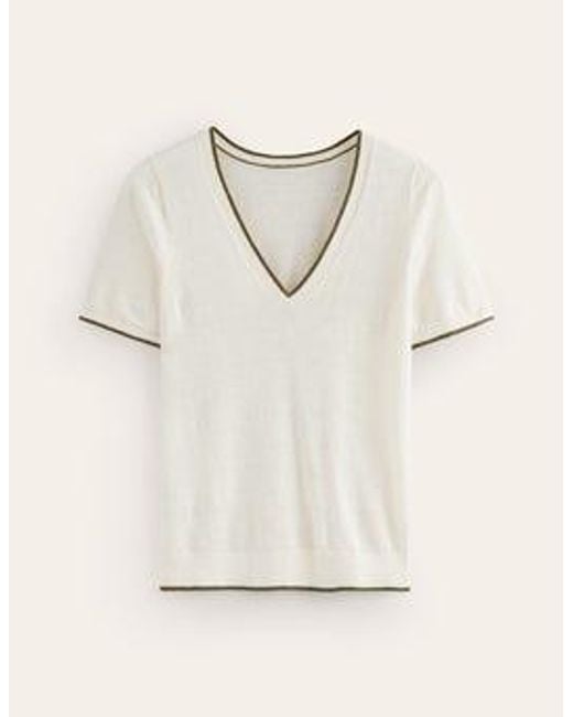 Boden Natural maggie V-neck Linen T-shirt