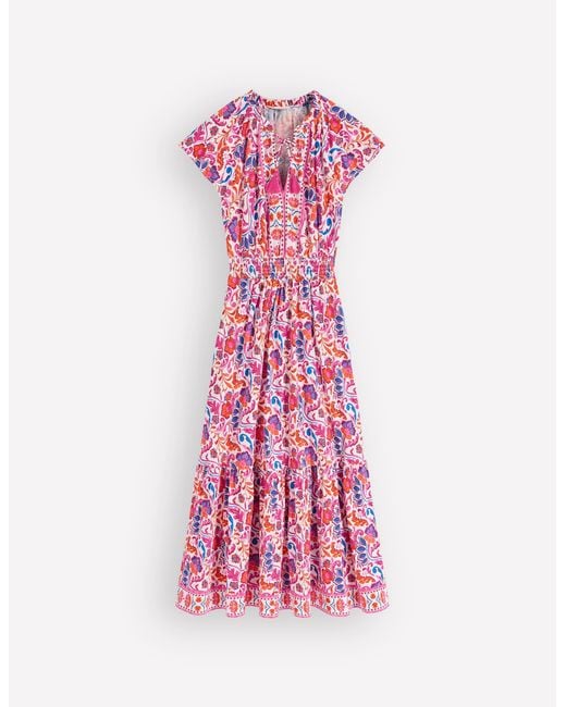 Boden Pink Tala Tiered Jersey Maxi Dress