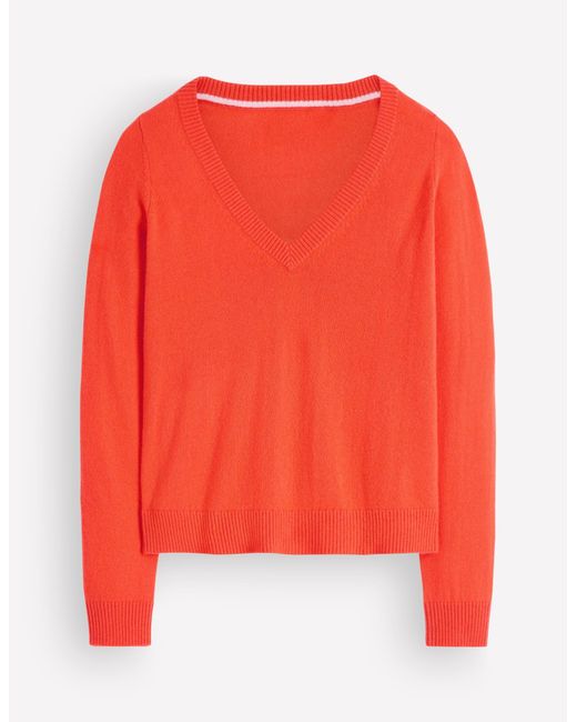 Boden Red Elsie Cashmere V Neck Jumper