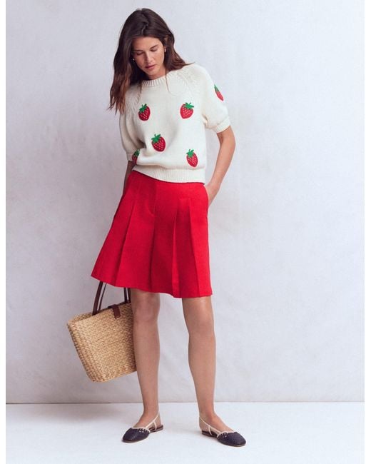 Boden Red Highbury Linen Shorts