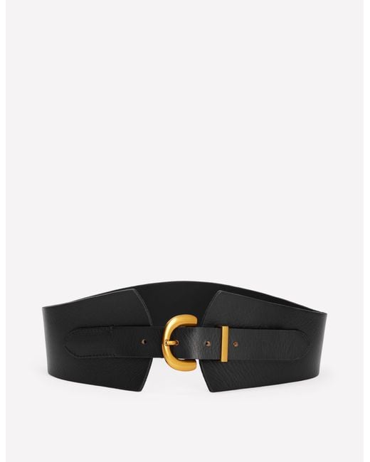Boden Black Leather Wide Waist Belt