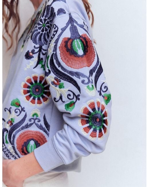 Boden Blue Emi Embroidered Sweatshirt