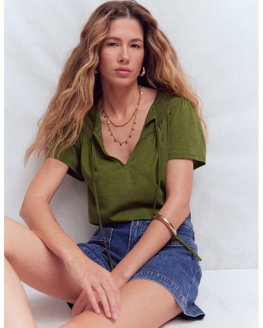 Boden Green Edi Trim Detail T-Shirt