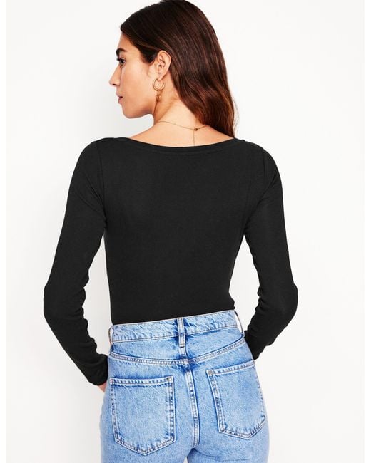 Boden Black Essential Boat-neck Jersey Top