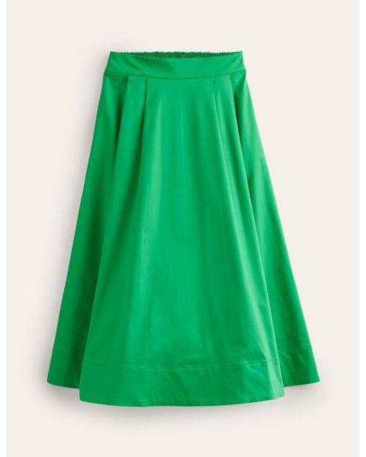 Boden Green Isabella Cotton Sateen Skirt