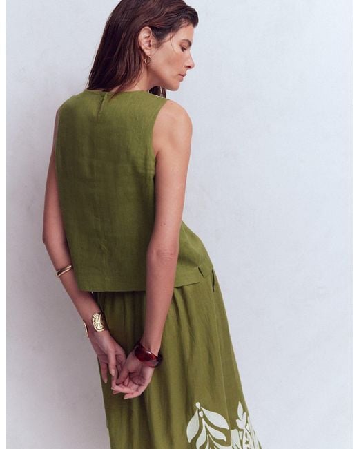 Boden Green Sofia Embroidered Linen Top