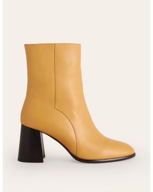 Boden Heeled Leather Mid Boots in Natural Lyst UK