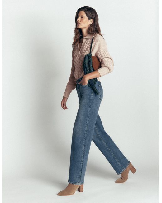Boden Natural Collared Cable Knit Sweater