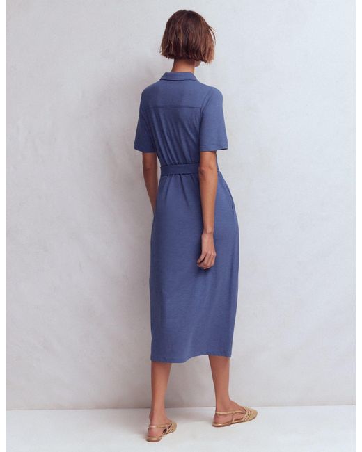 Boden Blue Mavis Midi Jersey Shirt Dress