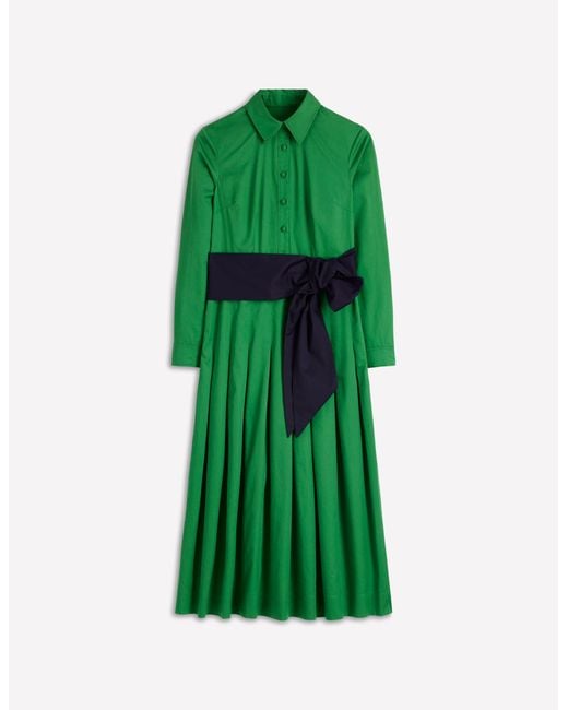 Boden Green Maxi Pleated Bow Dress
