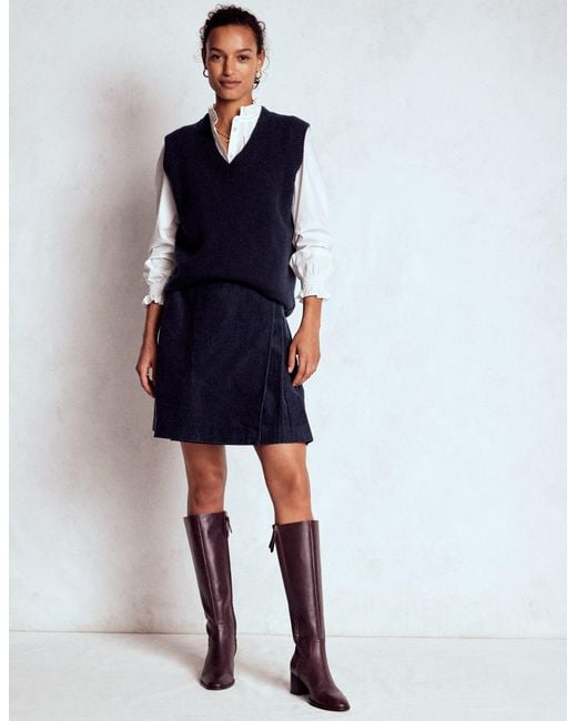 Jupe Style Kilt Helen En Velours Côtelé-Bleu Marine Boden en coloris Green