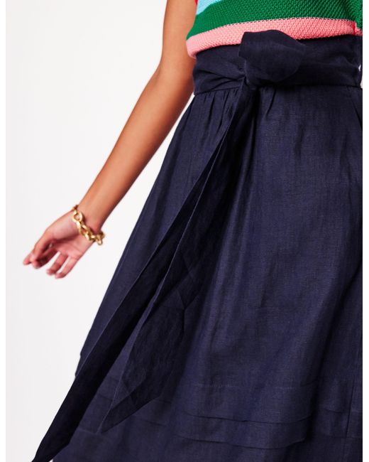Boden Blue Midirock Aus Leinen Mit Biesen
