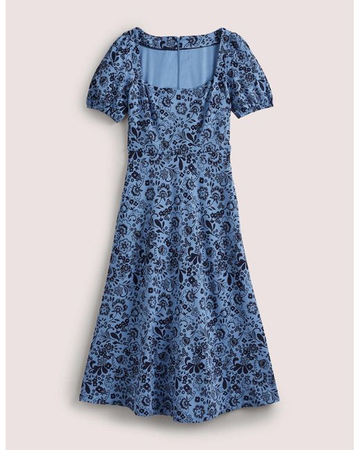 Boden Short Sleeve Jersey Midi Dress Riviera in Blue Lyst